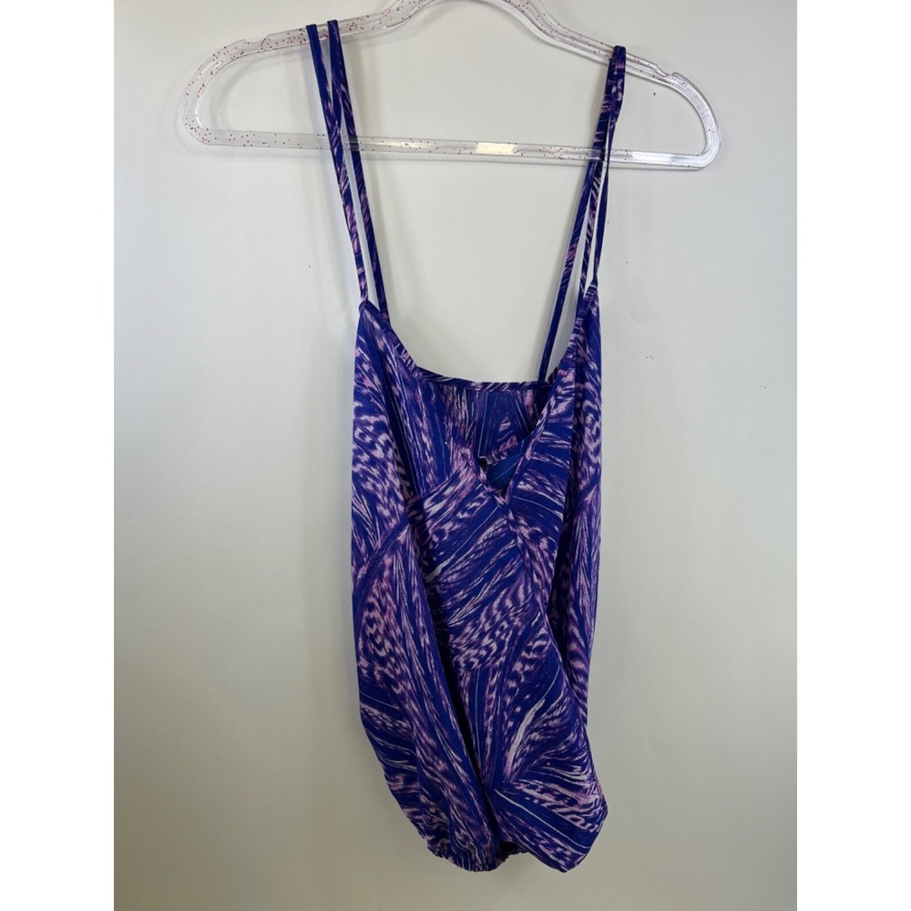 Guess Spaghetti‎ Strap Elastic Waist Cami Top, Purple Multicolor, Women's Size M